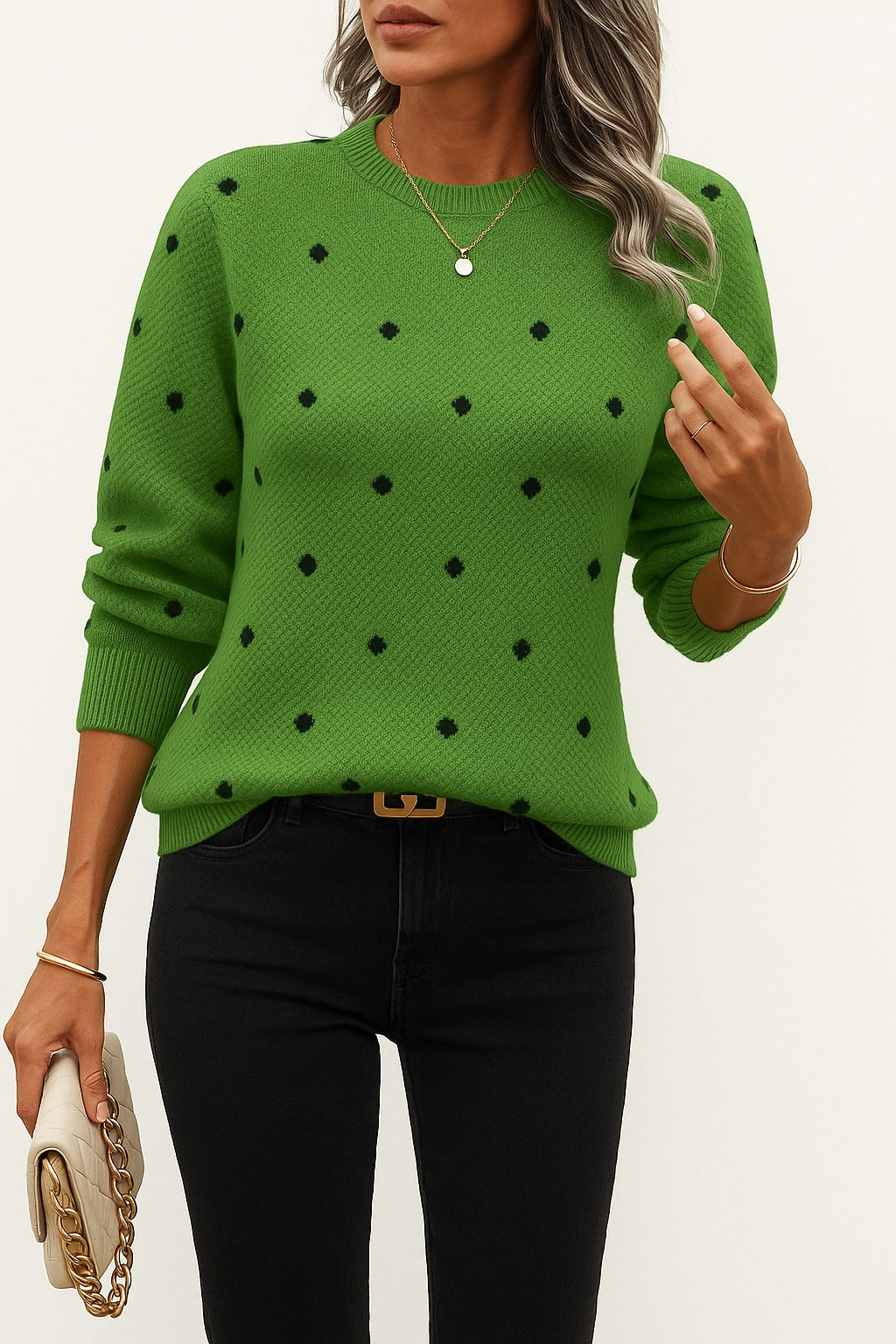 Polka Dot Knit Sweater