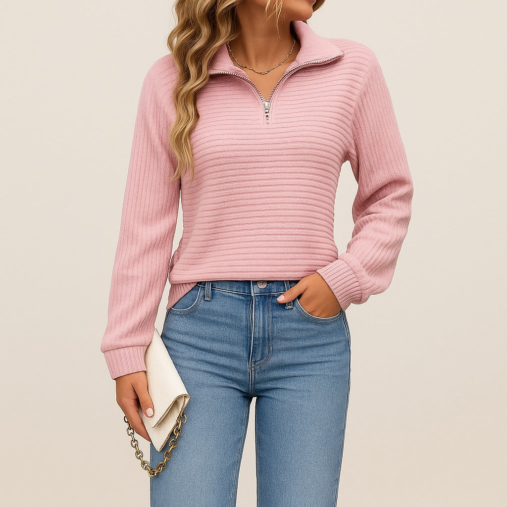 Ribbed Zip-Up Sweater
