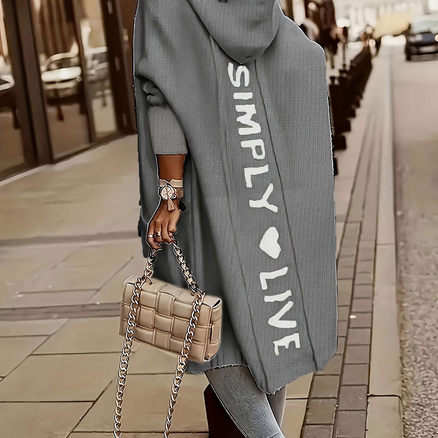 Hooded V-Neck Knit Cardigan