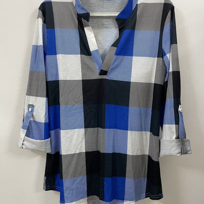 Plaid V-Neck Long Sleeve Shirt