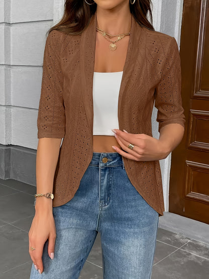 Three-Quarter Sleeve Casual Cardigan