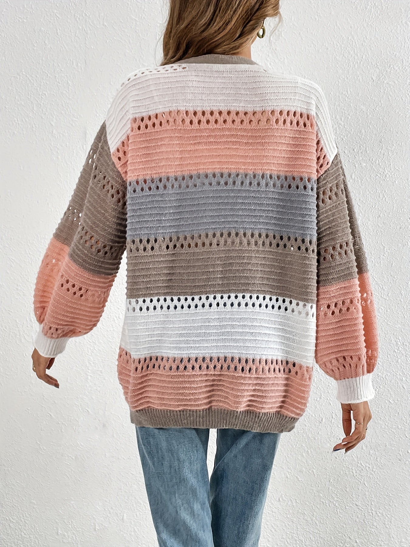 Cut-Out Color Block Cardigan