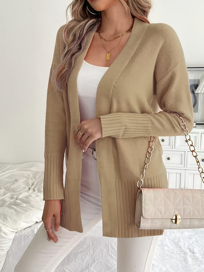 Plus Size Open Front Knit Cardigan