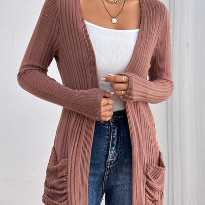 Ribbed Drop Shoulder Cardigan