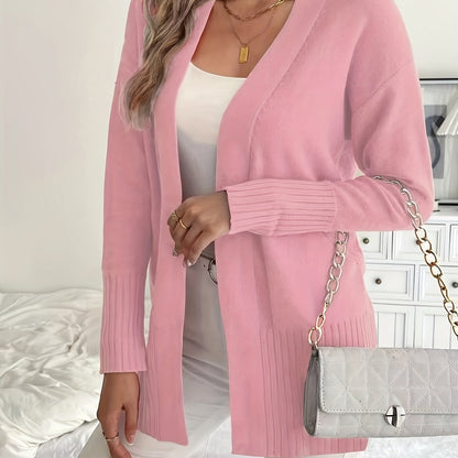 Plus Size Open Front Knit Cardigan