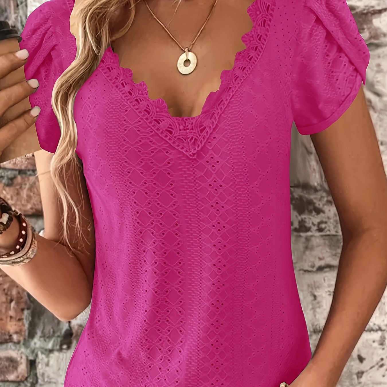 Ruffle Sleeve V-Neck Blouse