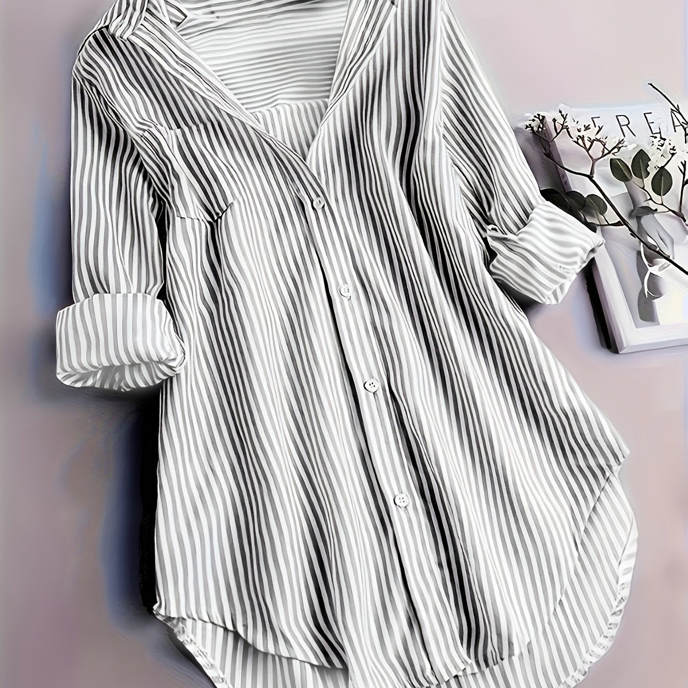 Striped Button Front Blouse
