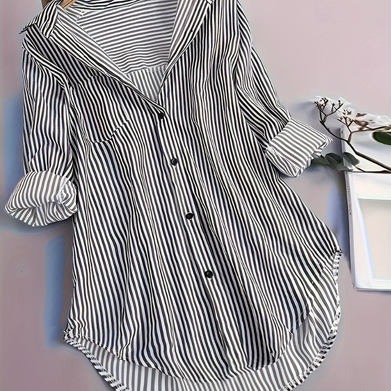 Striped Button Front Blouse