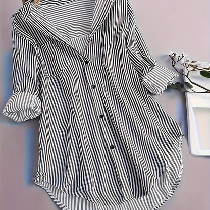 Striped Button Front Blouse