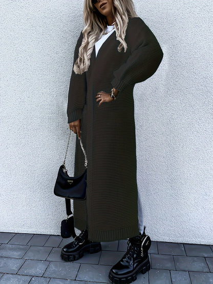 Long V-Neck Open Cardigan