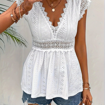 Hollow-Out Deep V Long Top