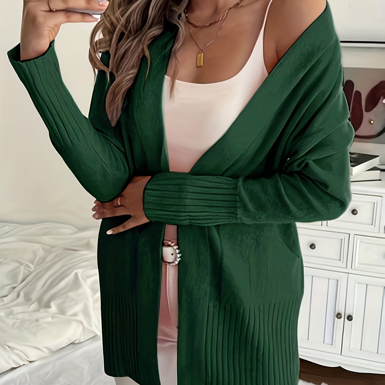 Plus Size Open Front Knit Cardigan