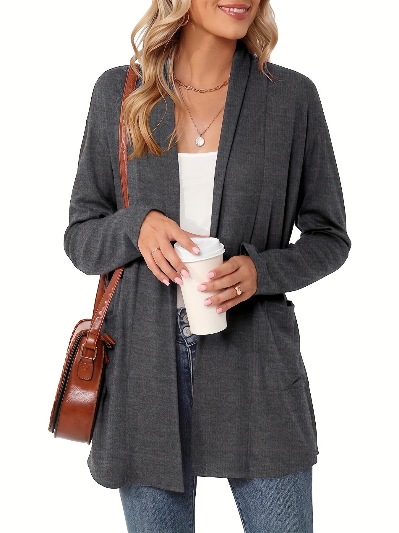 Cozy Open Front Cardigan with Pockets