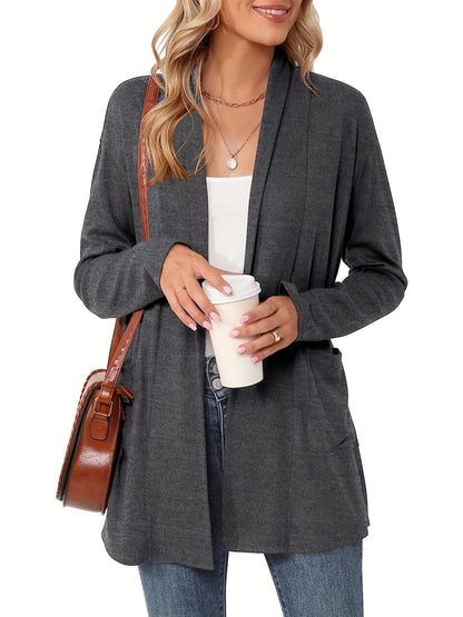 Cozy Open Front Cardigan with Pockets