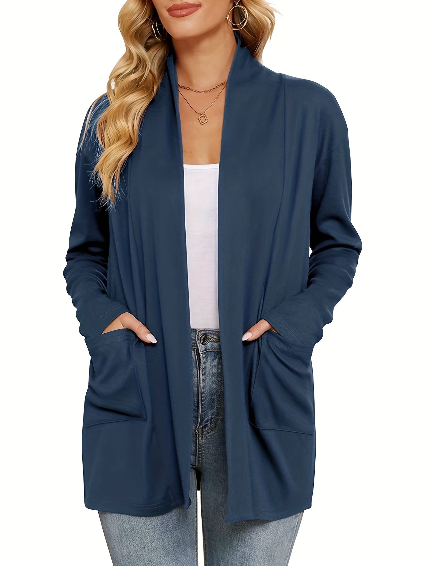 Cozy Open Front Cardigan with Pockets