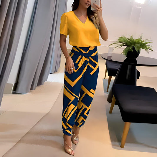 Trendy Two-Piece Set – Blouse & Pants