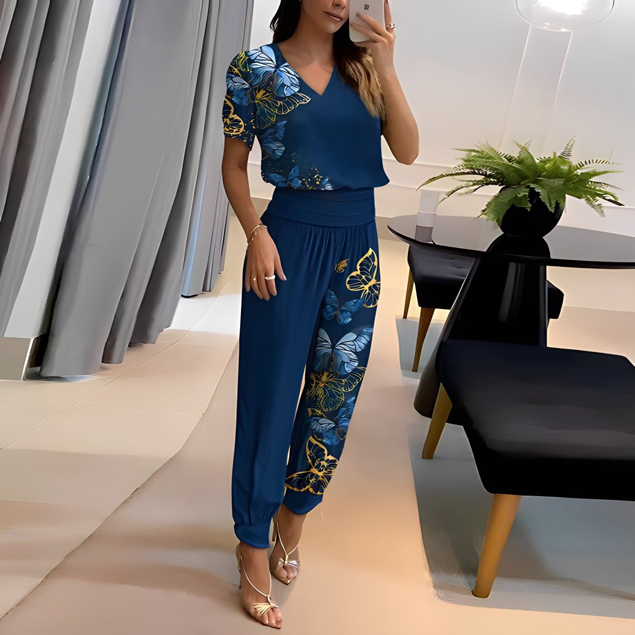 Trendy Two-Piece Set – Blouse & Pants