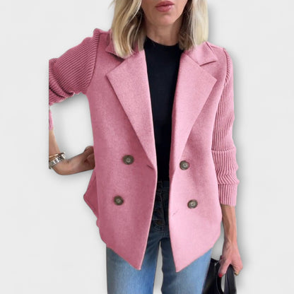Elegant Knit-Sleeve Blazer