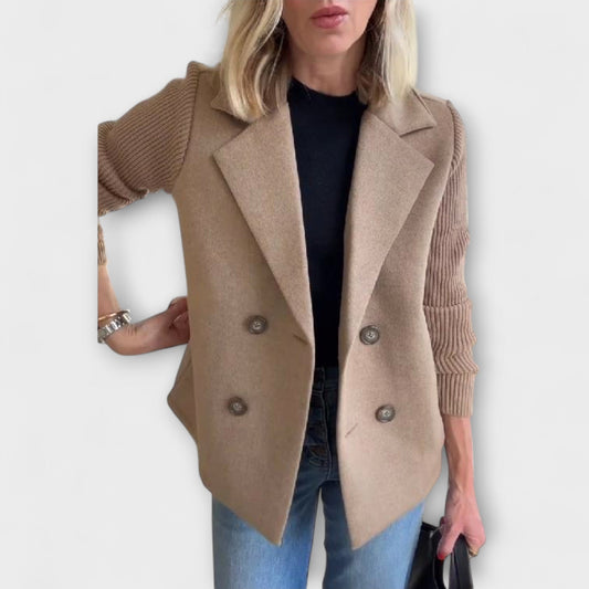 Elegant Knit-Sleeve Blazer