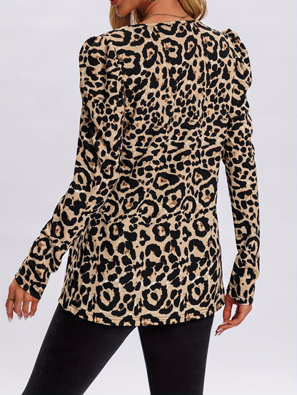 Leopard Print Open Front Jacket