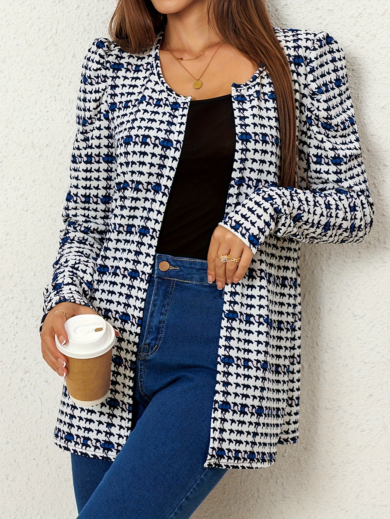 Leopard Print Open Front Jacket