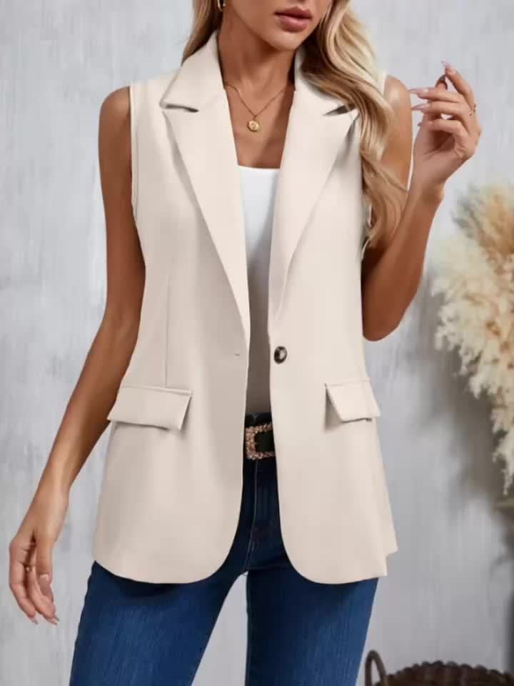 Sleeveless Lapel Blazer Vest