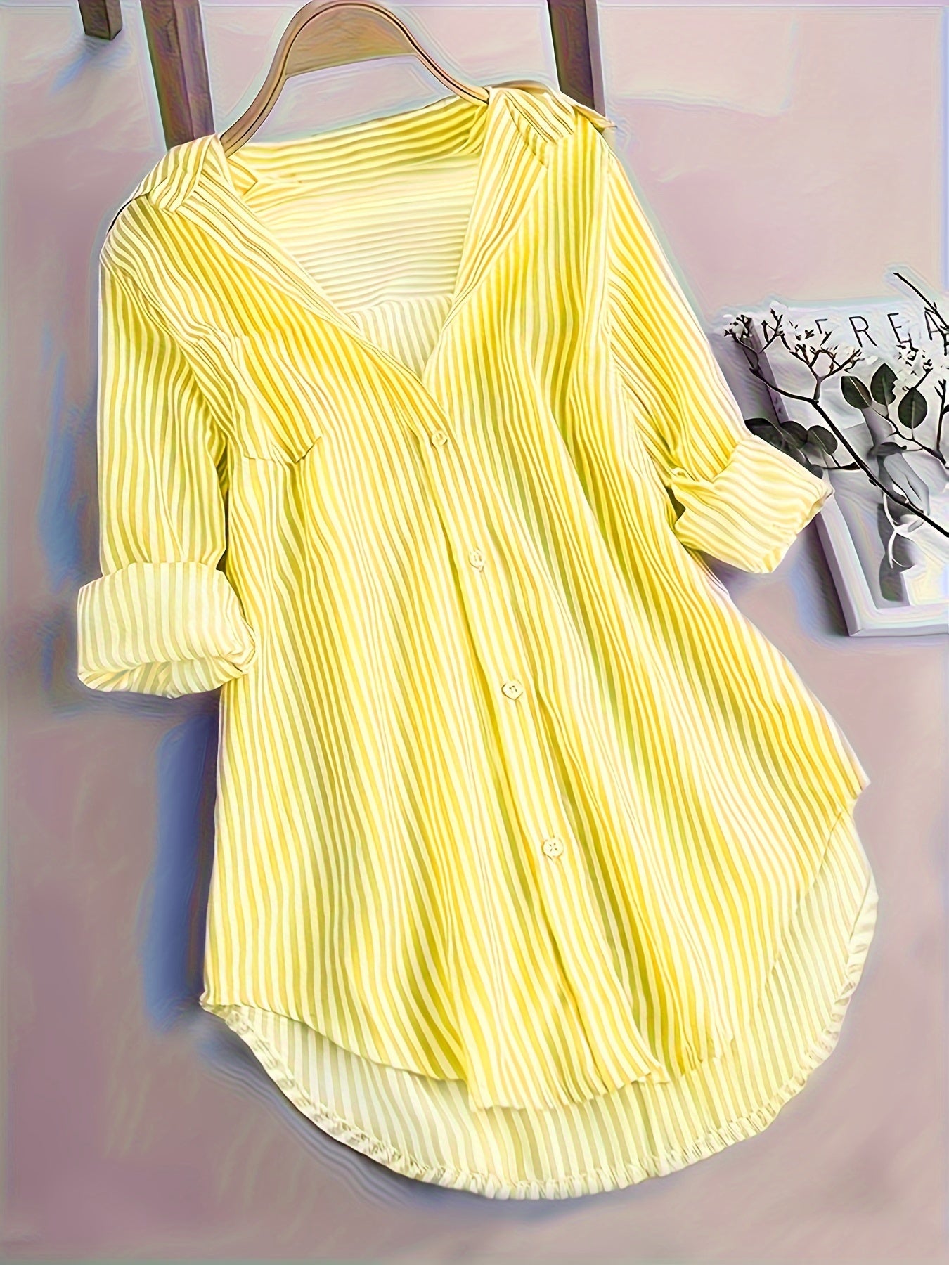 Striped Button Front Blouse