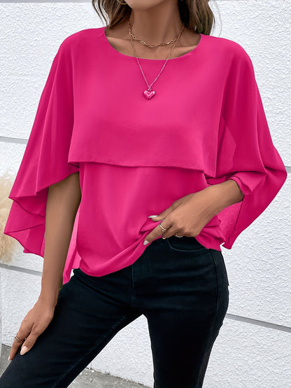 Asymmetrical Hem Short Sleeve Blouse