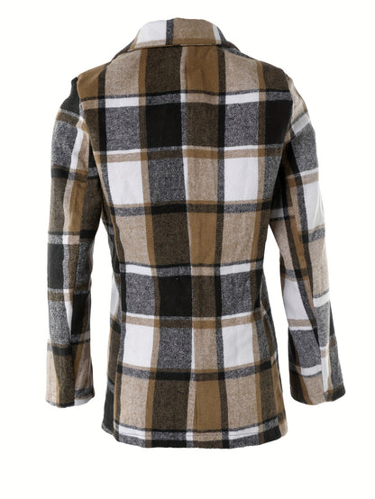 Plaid Lapel Coat