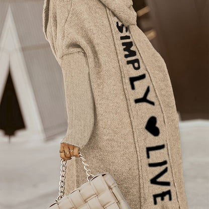Hooded V-Neck Knit Cardigan