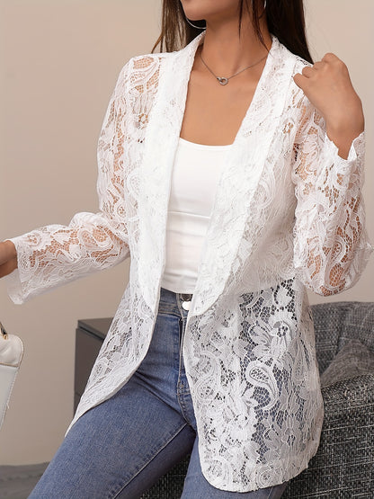 Floral Lace Open Front Blazer