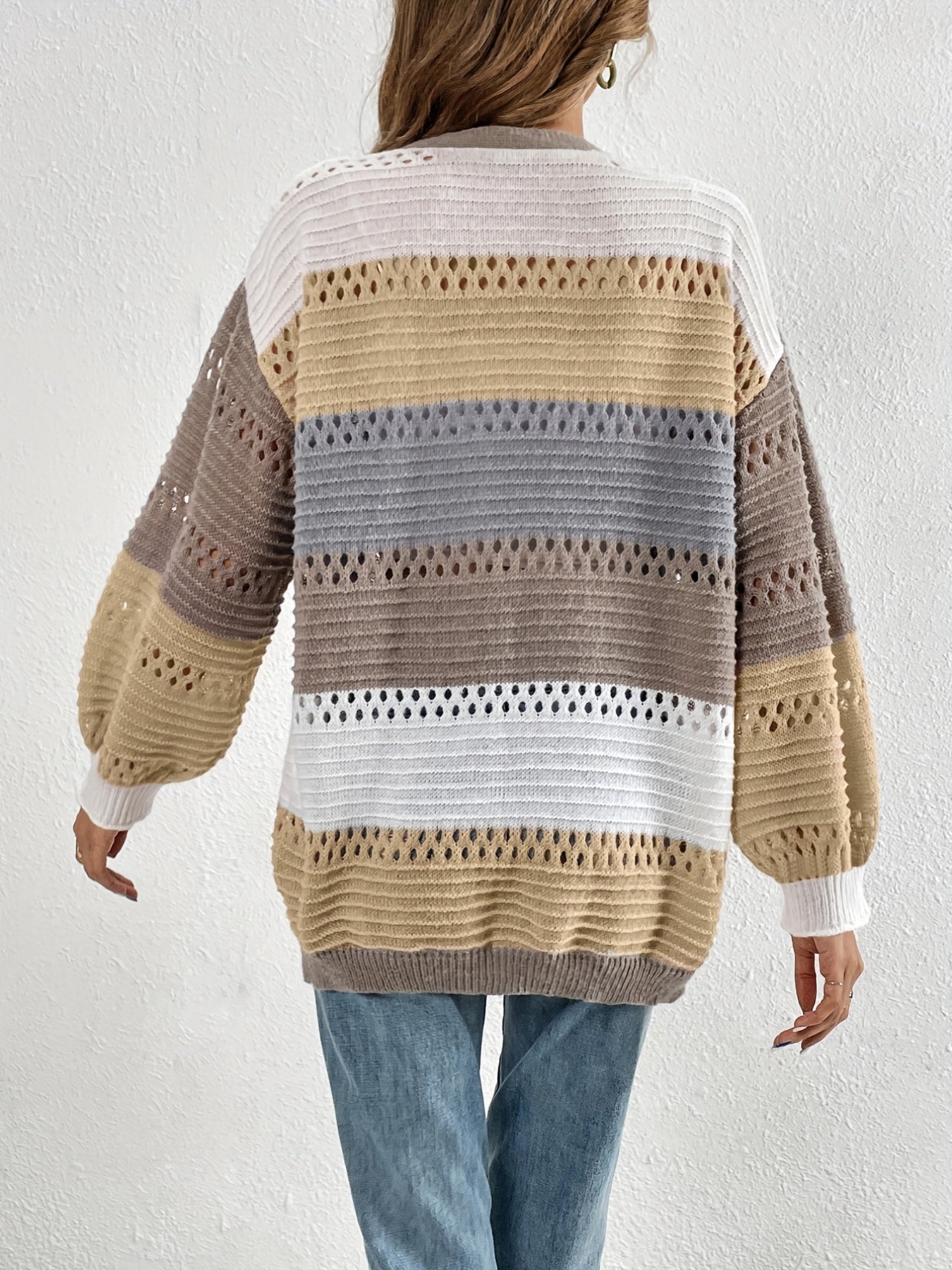 Cut-Out Color Block Cardigan