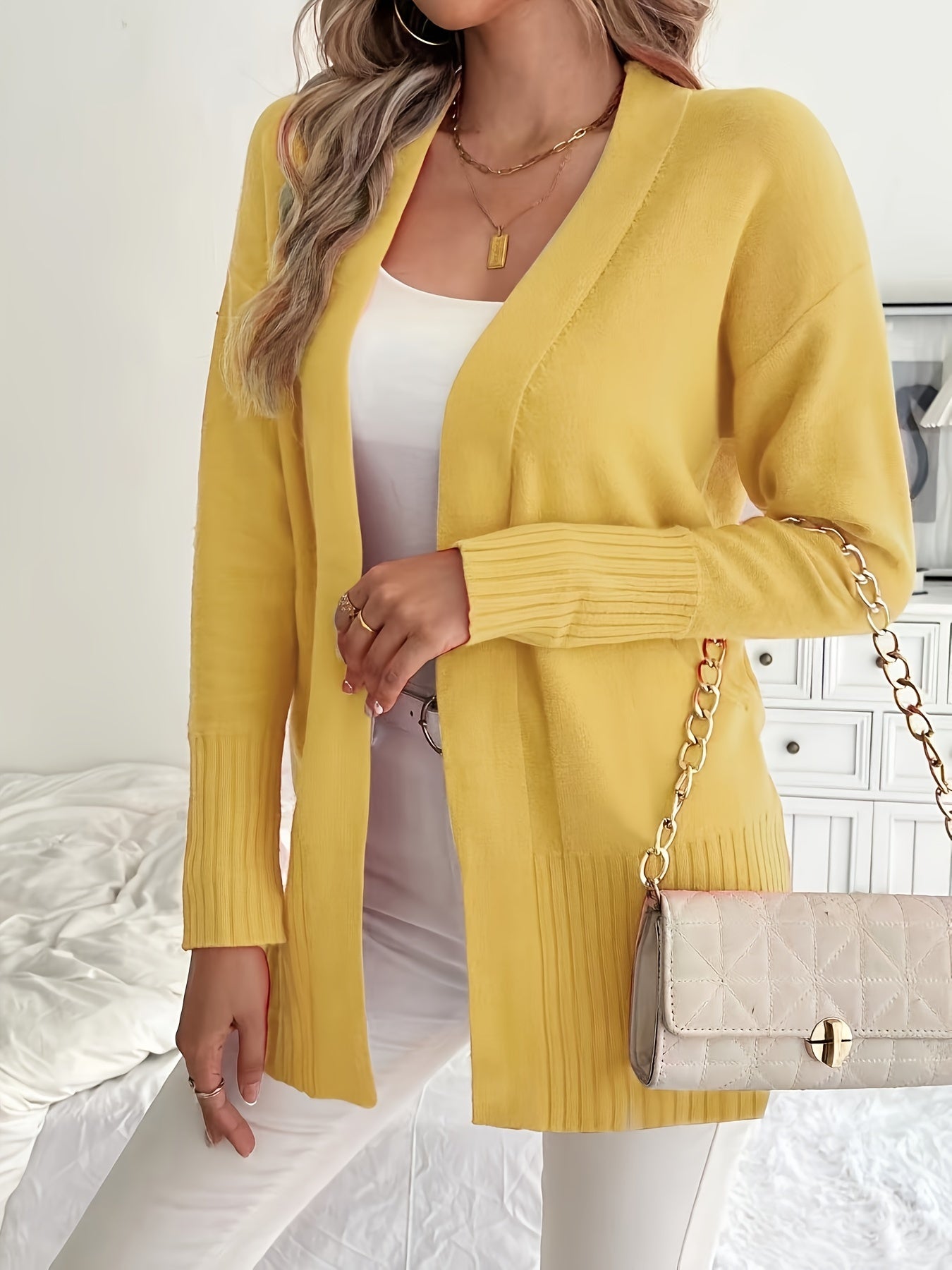 Plus Size Open Front Knit Cardigan