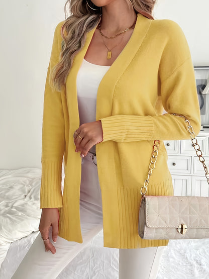 Plus Size Open Front Knit Cardigan