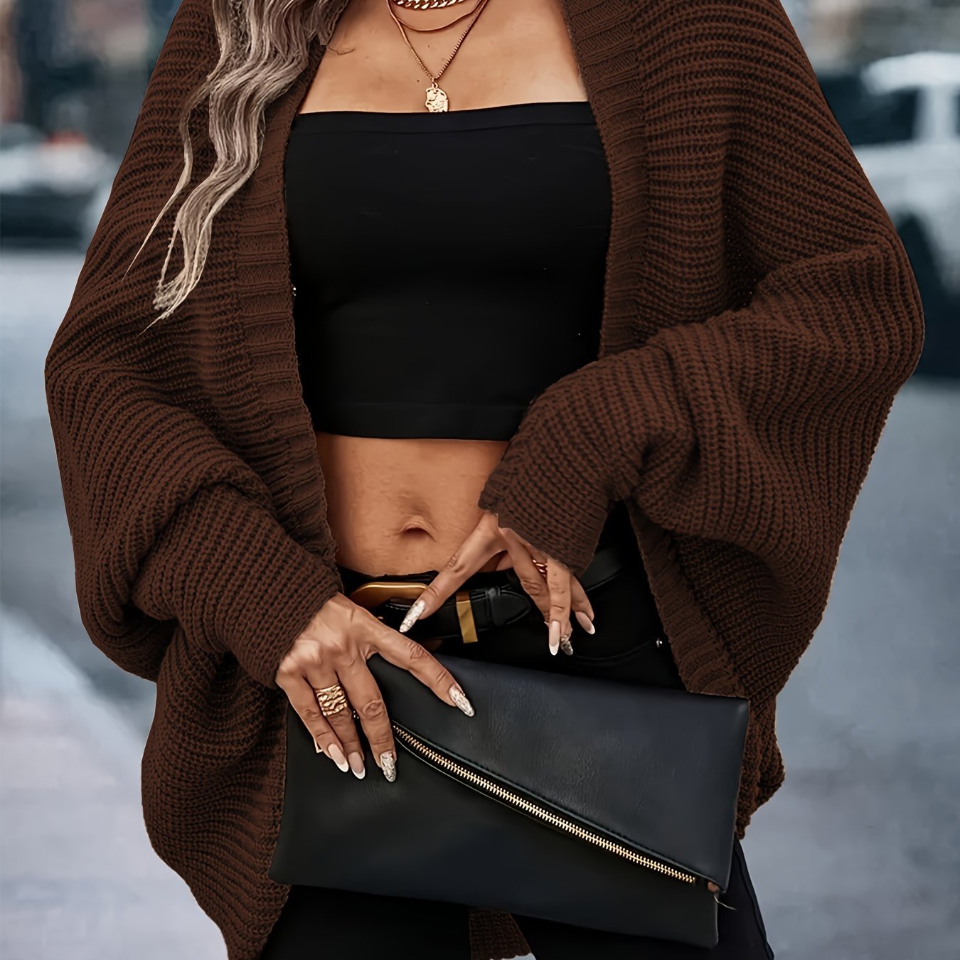 Crochet Batwing Sleeve Cardigan