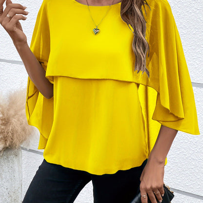 Asymmetrical Hem Short Sleeve Blouse