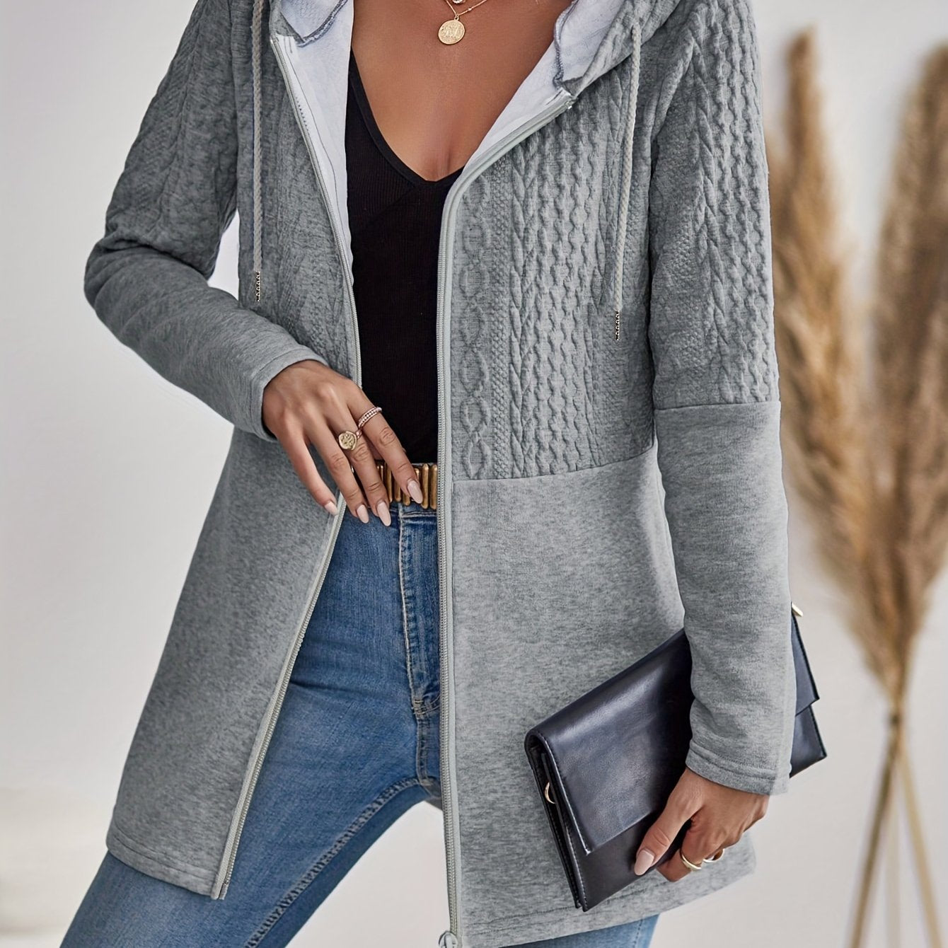 Hooded Zip-Up Cardigan