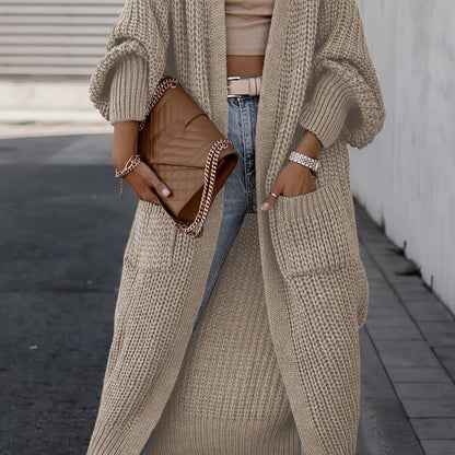 Deep V-Neck Ribbed Cardigan
