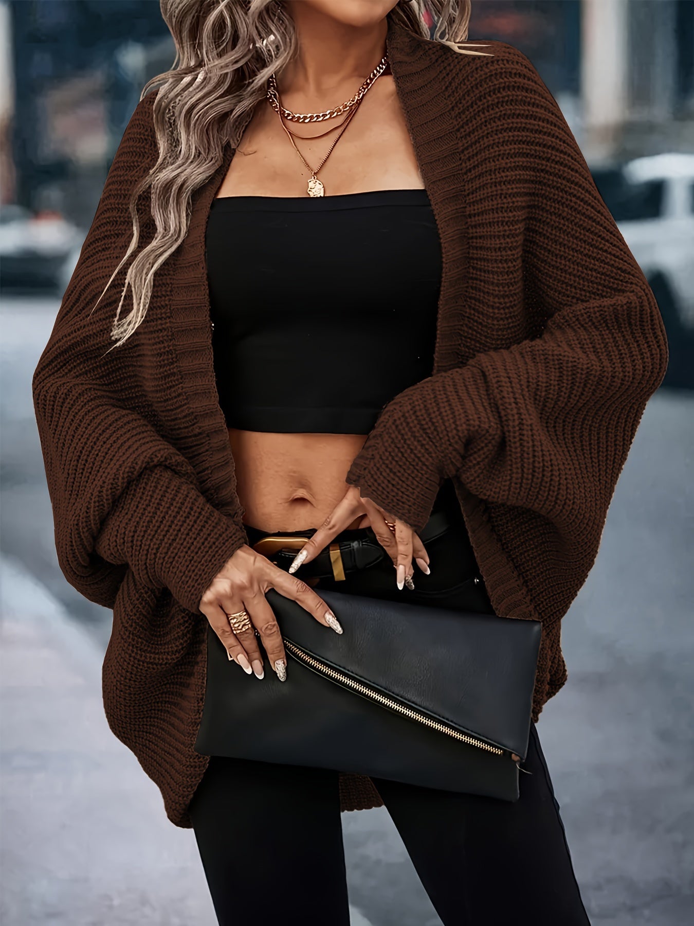 Crochet Batwing Sleeve Cardigan