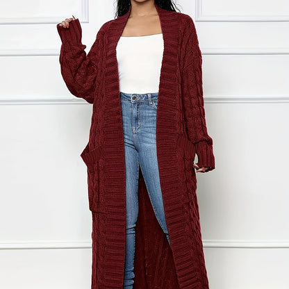 Extra-Long Cable Knit Cardigan
