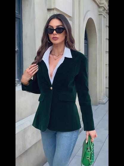 Retro Single-Button Blazer