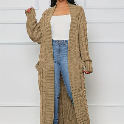 Extra-Long Cable Knit Cardigan