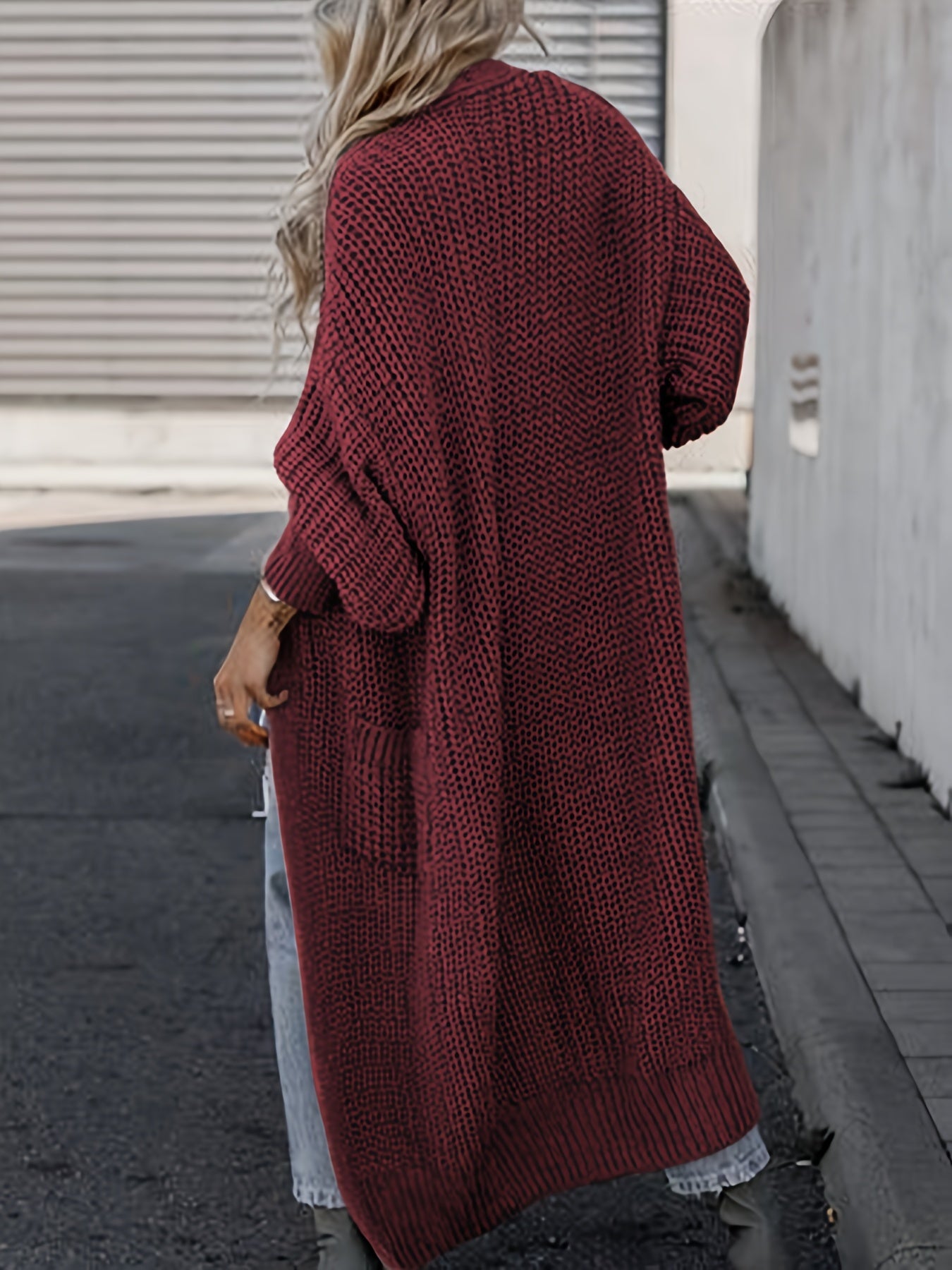 Deep V-Neck Ribbed Cardigan