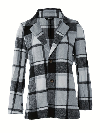 Plaid Lapel Coat