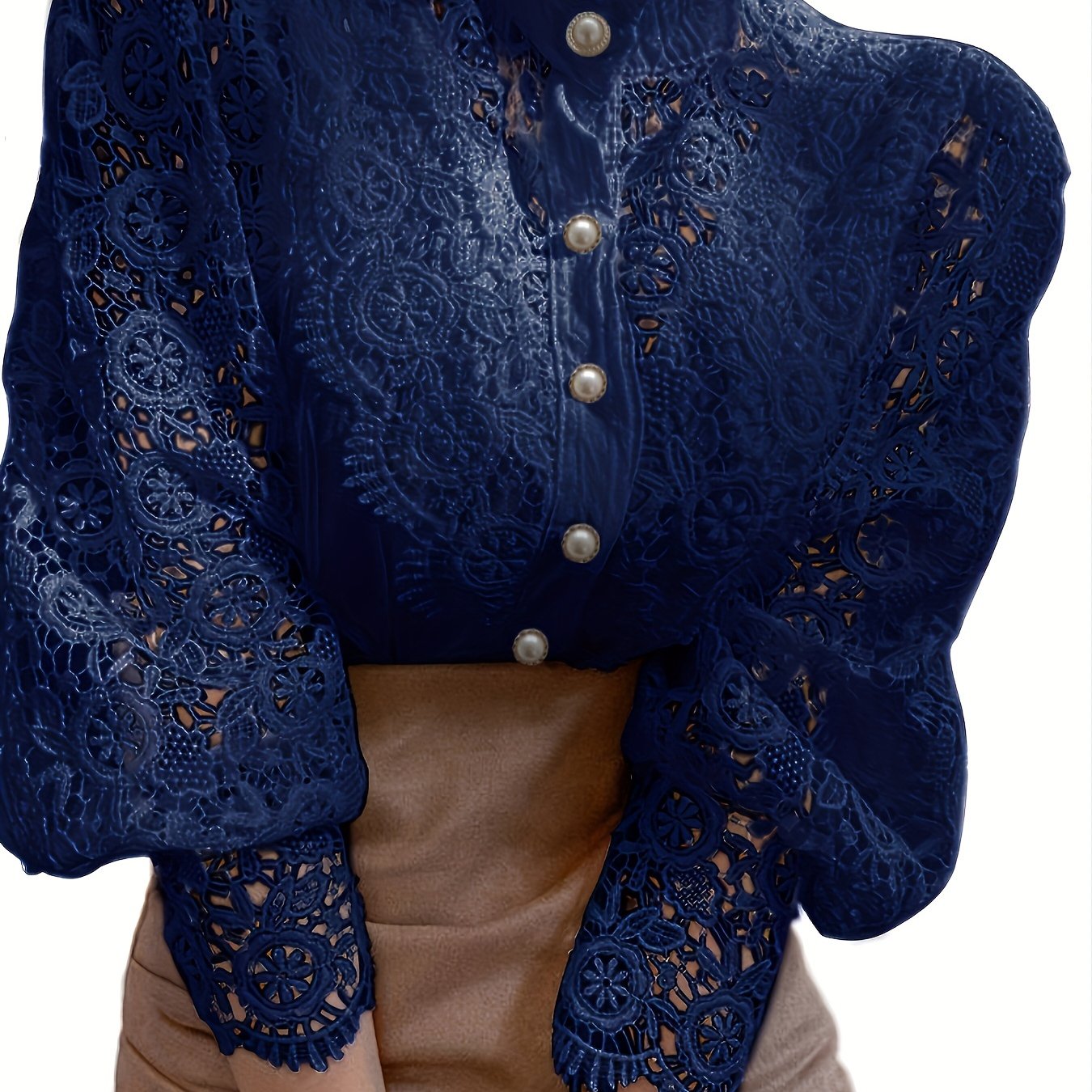 Vintage Lace Pearl Button Blouse