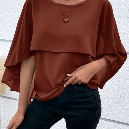 Asymmetrical Hem Short Sleeve Blouse