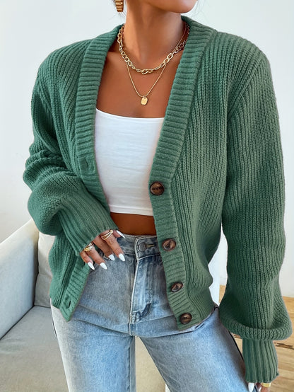 Elegant Knit Cardigan with Button Front