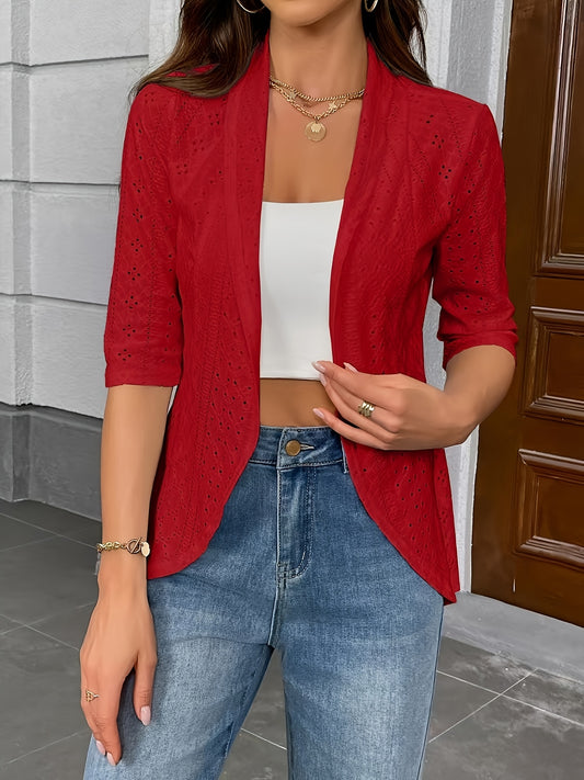 Three-Quarter Sleeve Casual Cardigan