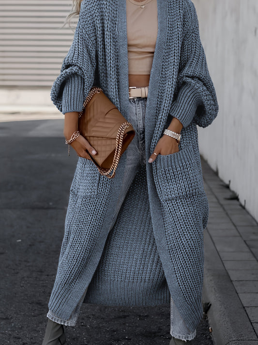 Deep V-Neck Ribbed Cardigan