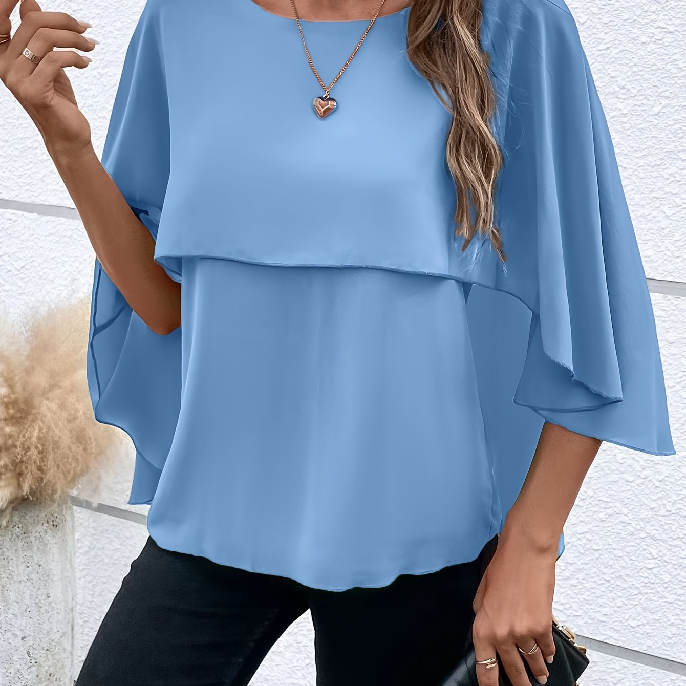 Asymmetrical Hem Short Sleeve Blouse